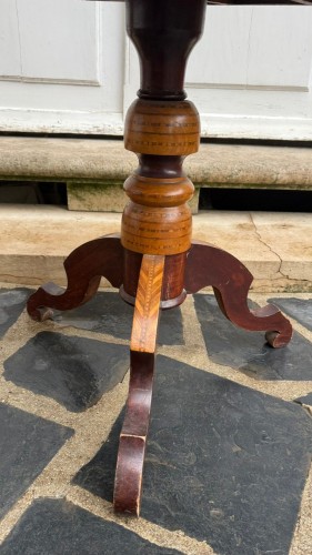 Italian Tripod Table In Marquetry And Walnut - 