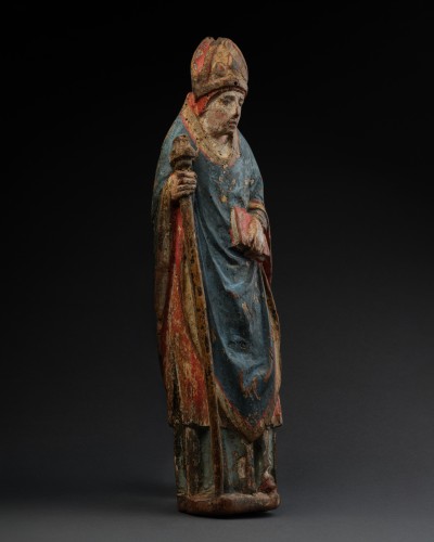 Bishop in Polychrome Linden Wood - Swabia, late 15th Century - Sculpture Style Middle age
