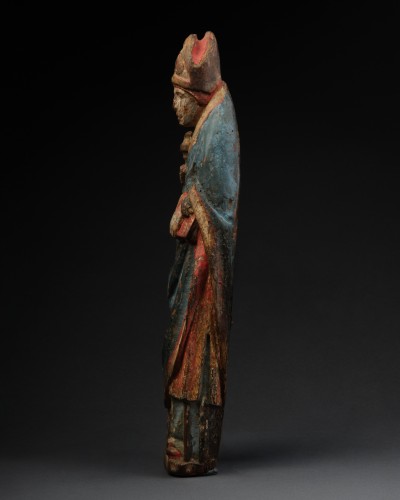 11th to 15th century - Bishop in Polychrome Linden Wood - Swabia, late 15th Century
