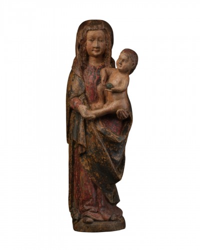 Polychrome Wooden Virgin, Probably Burgundy – Mid-15th Century