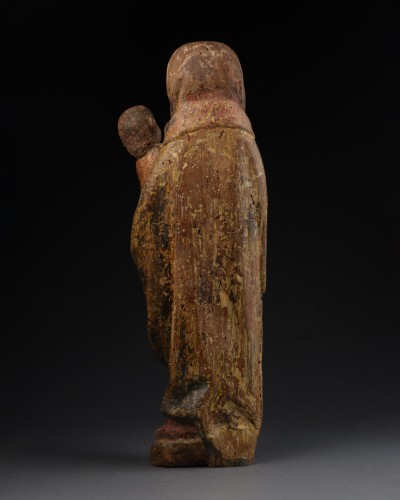 Polychrome Wooden Virgin, Probably Burgundy – Mid-15th Century - 