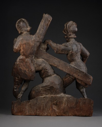 Portement de croix en chêne, Flandres début du XVIe siècle - Galerie Sismann