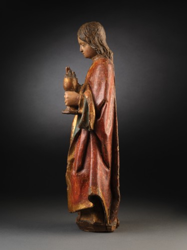 Saint Jean en noyer, polychromie d'origine - Espagne début du XVIe siècle - Renaissance