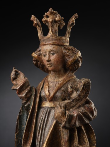 Sculpture  - Saint Catherine, Polychromed wood, Southern Germany-1st quarter of the 16th
