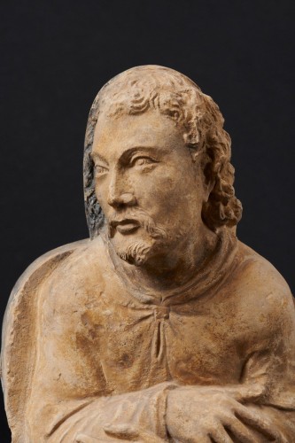Buste d'homme en pierre calcaire de la Renaissance française - Sculpture Style Renaissance