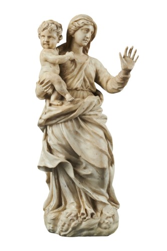 Marble Madonna And Child, Central Italy 17th Century