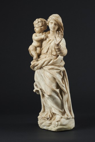 Sculpture  - Marble Madonna And Child, Central Italy 17th Century