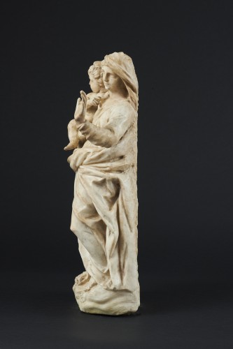 Marble Madonna And Child, Central Italy 17th Century - Louis XIII