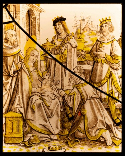 Gothique Staines glass - The Adoration of the magi, France circa 500