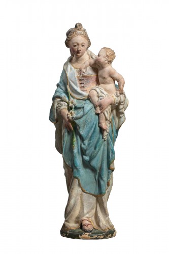 Vierge à l'Enfant en terre cuite - Cercle de Charles Hoyau, Le Mans, XVIIe siècle