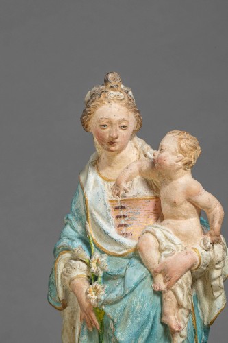 Vierge à l'Enfant en terre cuite, Le Mans, XVIIe siècle Cercle de Charles Hoyau - Louis XIV