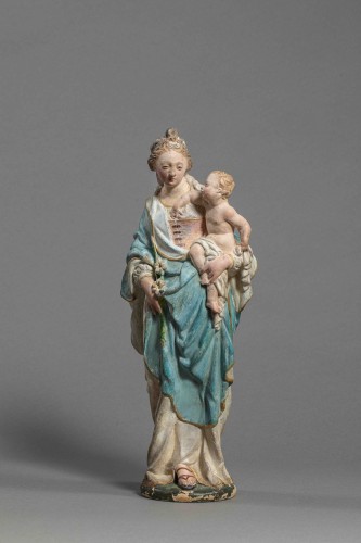 Louis XIV - Vierge à l'Enfant en terre cuite - Cercle de Charles Hoyau, Le Mans, XVIIe siècle