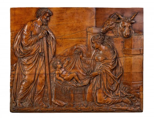 Pannel in boxwood : The Nativity - Southern Germany, c. 1630