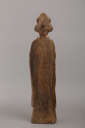 Sculpture Sculpture en Bois - Saint évêque en chêne - Nord de la France, première moitié du XIVe siècle