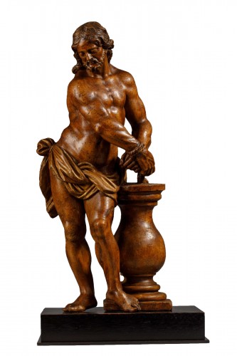 Christ à la colonne en bois fruitier - Flandres, XVIIe siècle