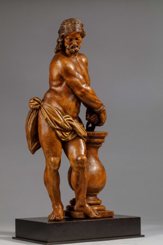 Christ à la colonne en bois fruitier - Flandres, XVIIe siècle - Louis XIV