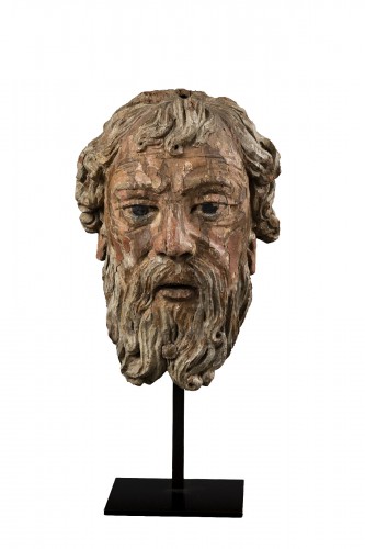 Head Of Bearded Man In Oak - North Of France, XVIth Century