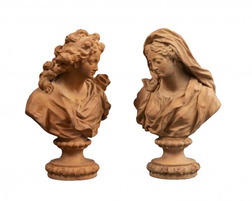 Arnold de Hontoire - Paire de bustes du Christ enfant et de la Vierge, fin XVIIe
