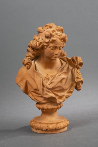 Arnold de Hontoire - Paire de bustes du Christ enfant et de la Vierge, fin XVIIe - Sculpture Style Louis XIV