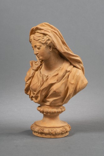 Antiquités - Arnold de Hontoire - Paire de bustes du Christ enfant et de la Vierge, fin XVIIe