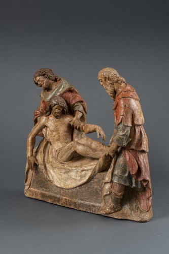 Sculpture  - Polychrome Wooden Entombment - France  16th Century