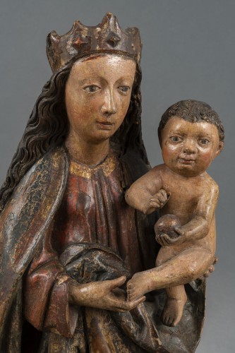 Sculpture Sculpture en Bois - Vierge à l'Enfant Souabe - Atelier d'Ulm 1470-1480