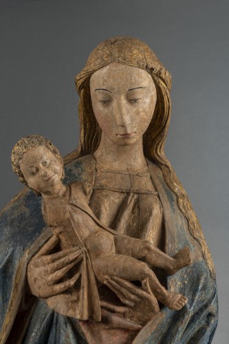 Vierge à l'Enfant - Bretagne, fin du XVe siècle - Sculpture Style Moyen Âge