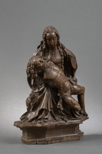 Piéta en chêne, second quart du XVIe siècle - Entourage d'Henrick Douwerman - Sculpture Style Moyen Âge