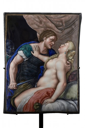 Noël II Laudin - The rape of Lucretia, painted enamel, Limoges, 1693