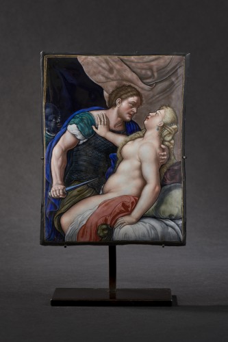 Noël II Laudin - The rape of Lucretia, painted enamel, Limoges, 1693 - Religious Antiques Style Louis XIV