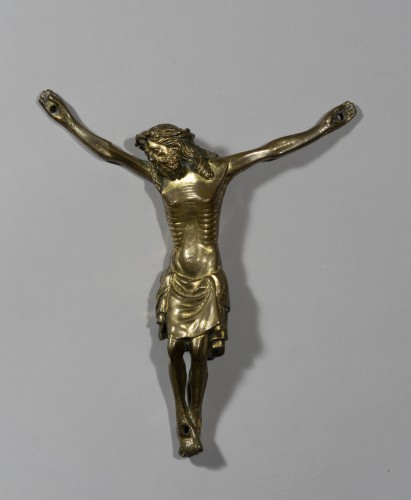 Sculpture Sculpture en Bronze - Christ gothique en bronze doré
