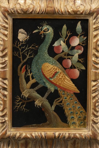 Scagliola au Paon - Toscane, XVIIe siècle - Objet de décoration Style Louis XIV