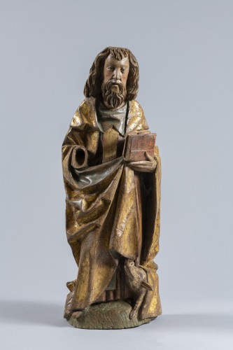 Middle age - Saint Anthony in polychromed limewood - Swabia, Early 16th century 
