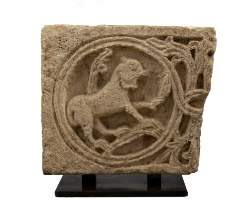 Roman bas-relief with the lion of saint Mark - Meuse Valley, 12th century