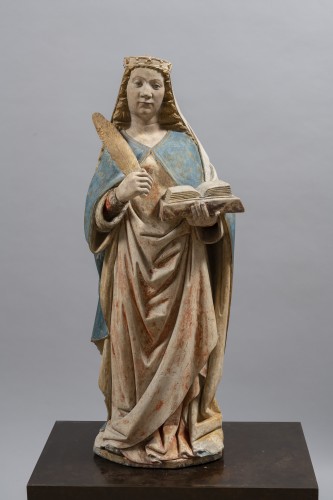Sainte Barbe - Bourgogne, Seconde moitié du XVe siècle - Sculpture Style Moyen Âge