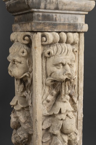 Sculpture Sculpture en pierre - Pilier décoratif aux têtes de lions - Bourgogne, Milieu du XVIe siècle