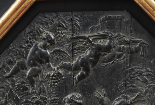 Sculpture  - Panneau de cabinet en ébène - France XVIIe siècle