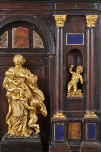Art sacré, objets religieux  - D'après l'Algarde, Retable Baroque à la Charité - Rome, Seconde moitié du XVIIe