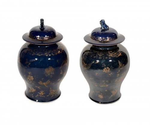 A pair of Chinese Kangxi powdered blue jars