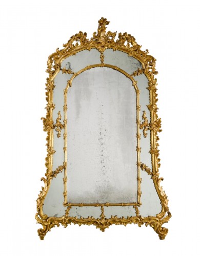 Grand miroir italien Rococo à parecloses vers 1750