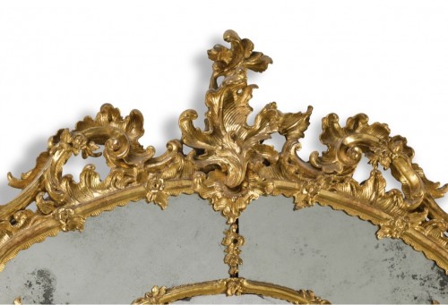 Grand miroir italien Rococo à parecloses vers 1750 - Miroirs, Trumeaux Style 