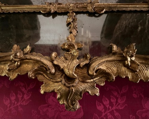 Grand miroir italien Rococo à parecloses vers 1750 - 