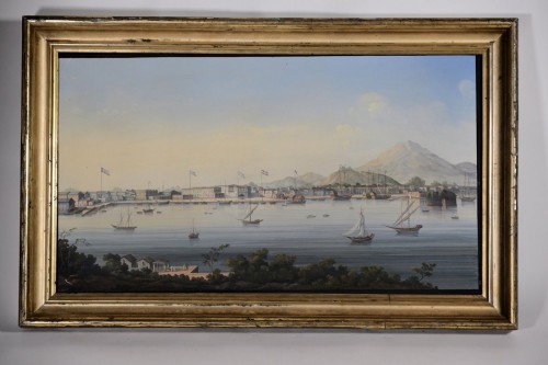 Gouache anglo-chinoise représentant le port de Canton - Galerie Sylvain Levy Alban