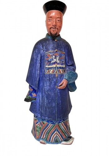 Personnage chinois Nodding figure polychrome de Canton