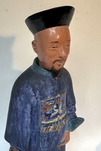 Personnage chinois Nodding figure polychrome de Canton - Galerie Sylvain Levy Alban