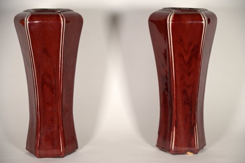 Porcelain & Faience  - A pair of Chinese 19th century sang de boeuf vases