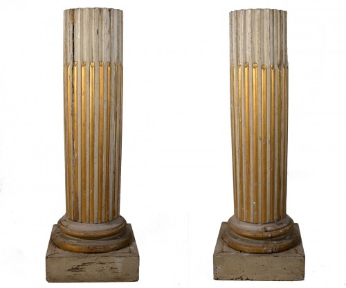 A pair of French Louis XVI period wooden columns