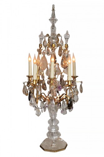 Paire de grandes girandoles en cristal de roche