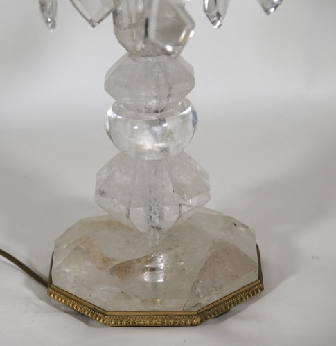  - A pair of large rock crystal girandoles