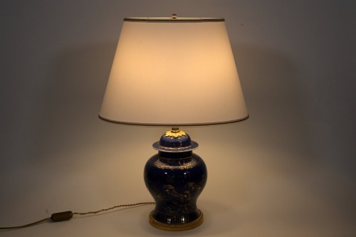 Lighting  - A Chinese powdered blue jar mounted as a lamp